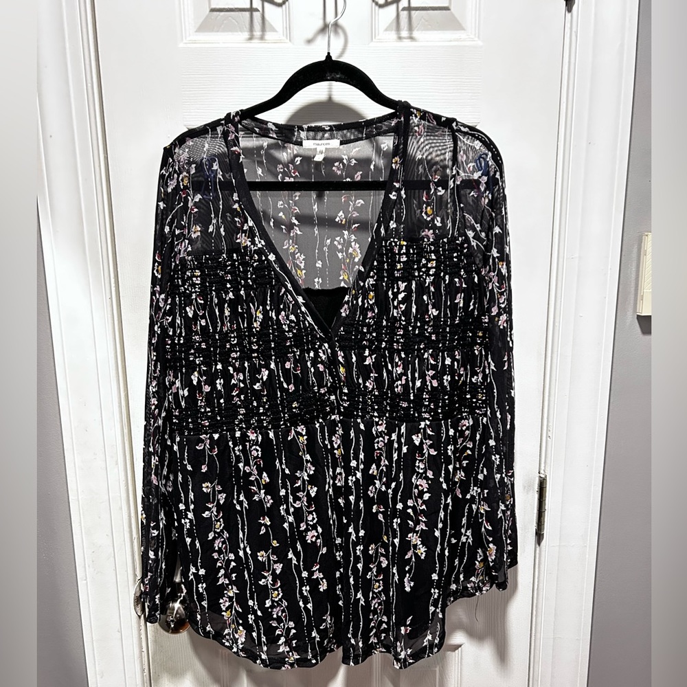 Maurice Long Sleeved Floral Mesh Top